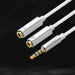 Ugreen cable cable headphone splitter 3.5 mm mini jack AUX microphone 20cm (microphone + stereo output) silver (30619)