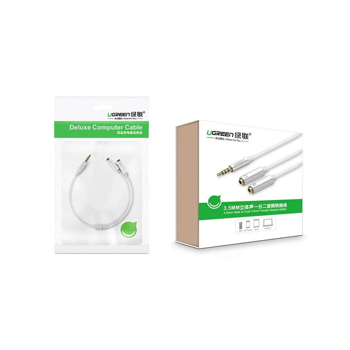 Ugreen cable cable headphone splitter 3.5 mm mini jack AUX microphone 20cm (microphone + stereo output) silver (30619)