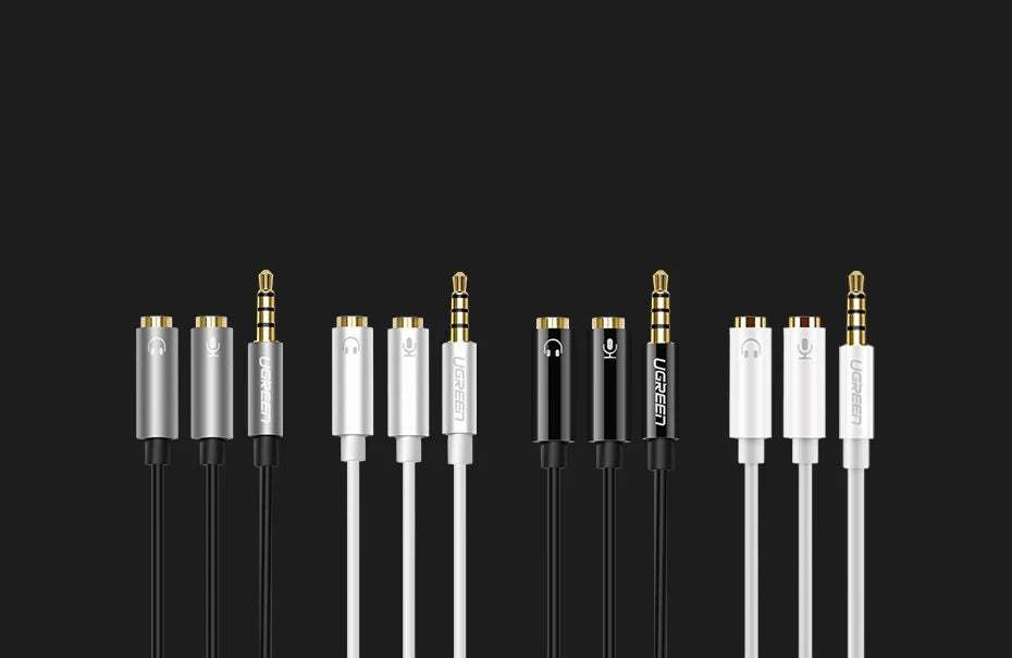 Ugreen cable cable headphone splitter 3.5 mm mini jack AUX microphone 20cm (microphone + stereo output) silver (30619)