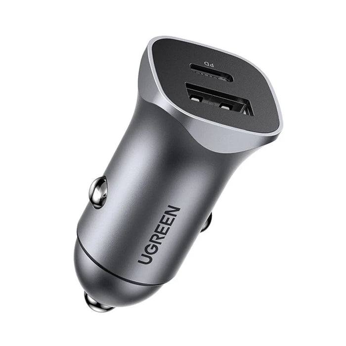 Ugreen Car Charger USB Type C / USB 24W Power Delivery Quick Charge Gray (30780) - Cell phone USB charger<<<HurtelXML