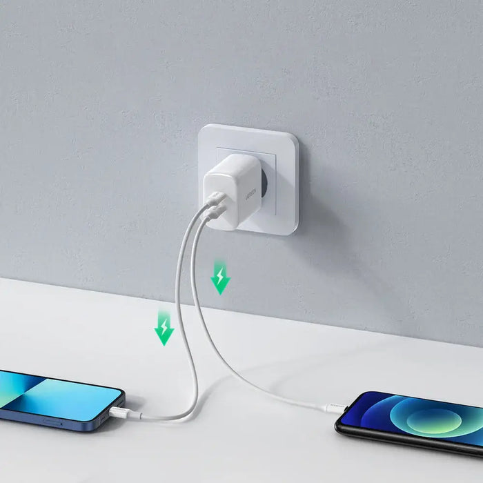 Ugreen charger 2x USB Type C 40W Power Delivery white (10343) - Cell phone USB charger<<<HurtelXML