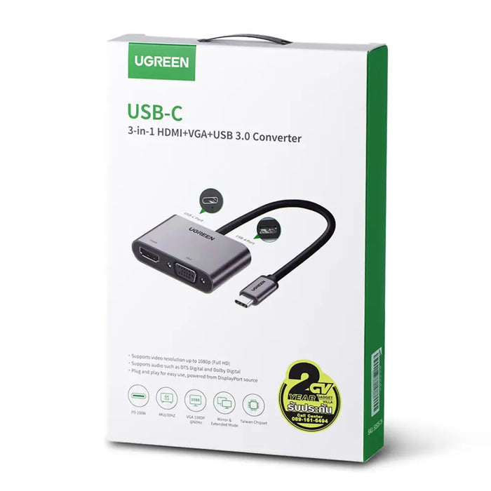 Ugreen CM162 50505 USB-C - HDMI / VGA / USB-A 3.0 / USB-C PD Adapter - Gray - USB adapters<<<HurtelXML