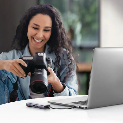 Ugreen CM512 90568 USB-C Adapter - 2x USB-A 3.0 / HDMI / RJ45 / SD and TF Card Reader / USB-C PD 100W - Gray - USB