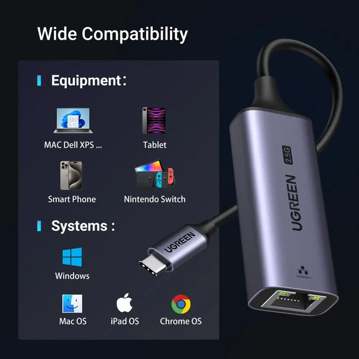 Ugreen CM648 USB-C to RJ45 Ethernet 2.5G adapter - gray - USB adapters<<<HurtelXML&&&Exhibition product<<<HurtelXML