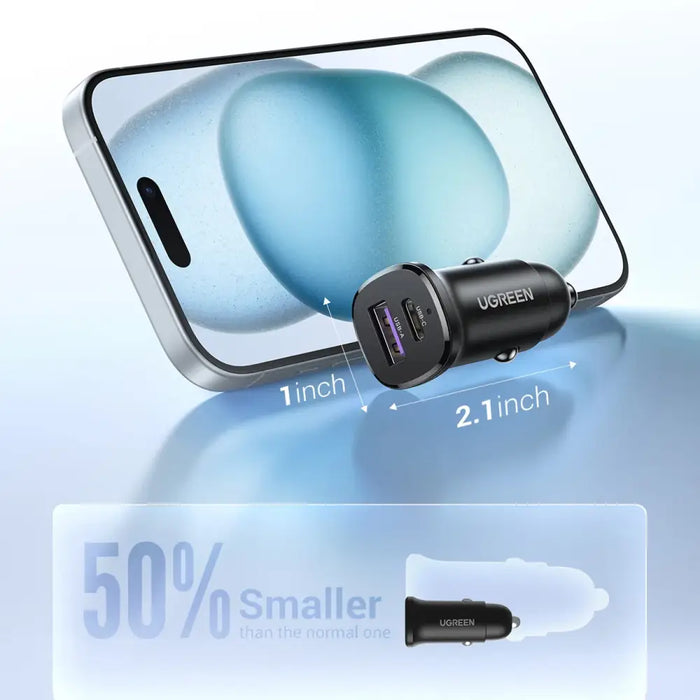 Ugreen EC305 25845 car charger USB-C USB-A 30W - black - Cell phone USB charger<<<HurtelXML