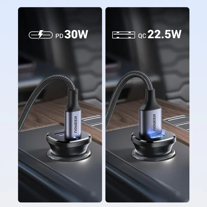 Ugreen EC305 25845 car charger USB-C USB-A 30W - black - Cell phone USB charger<<<HurtelXML