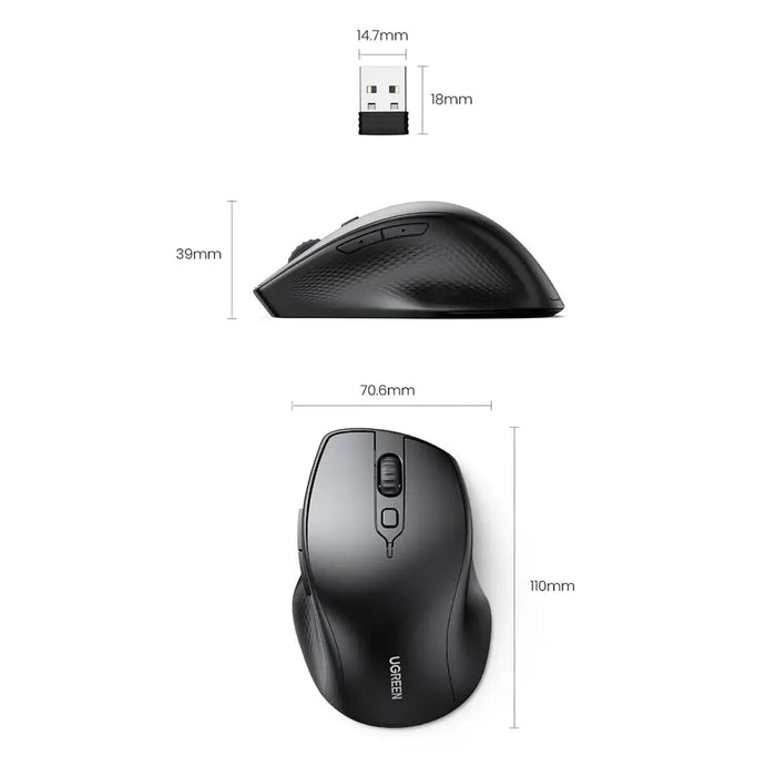 Ugreen ergonomic wireless computer mouse black (MU101) - Other office accessories<<<HurtelXML