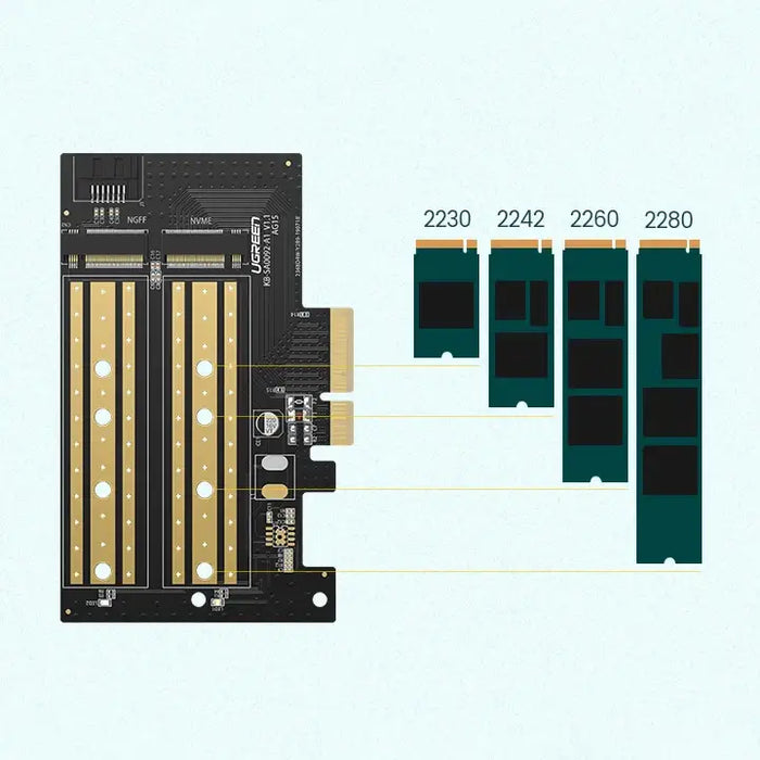 Ugreen expansion card adapter PCIe 3.0 x4 to SSD M.2 M-Key / M.2 B-Key black (CM302) - Others<<<HurtelXML