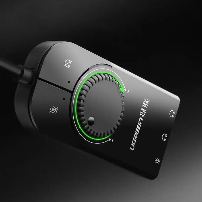 Ugreen external sound card music adapter USB - 3.5 mm mini jack with volume control 15 cm black (40964) - USB