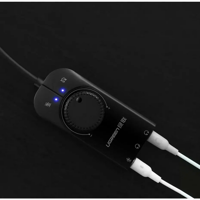 Ugreen external sound card music adapter USB - 3.5 mm mini jack with volume control 15 cm black (40964) - USB