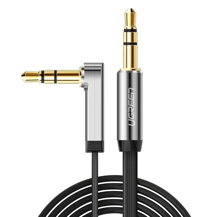 Ugreen flat angled cable AUX audio cable 3.5 mm mini jack 0.5 m black (AV119 10596) - Audio cables<<<HurtelXML