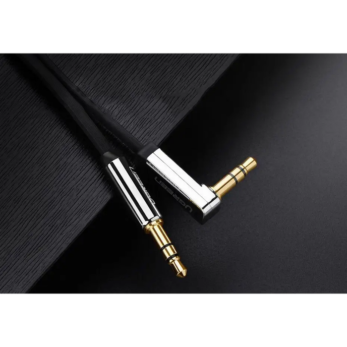Ugreen flat angled cable AUX audio cable 3.5 mm mini jack 0.5 m black (AV119 10596) - Audio cables<<<HurtelXML