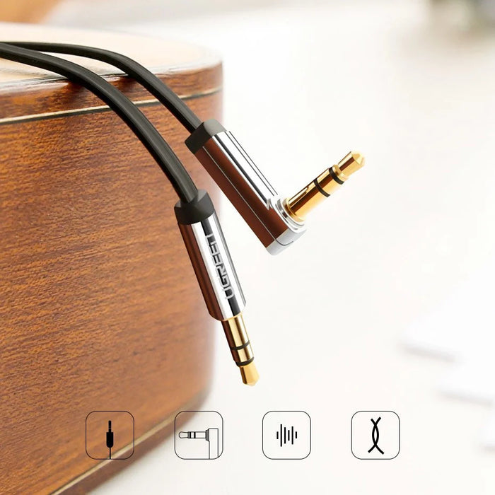 Ugreen flat cable AUX audio cable 3.5 mm mini jack 3m silver (10728) - Audio cables<<<HurtelXML
