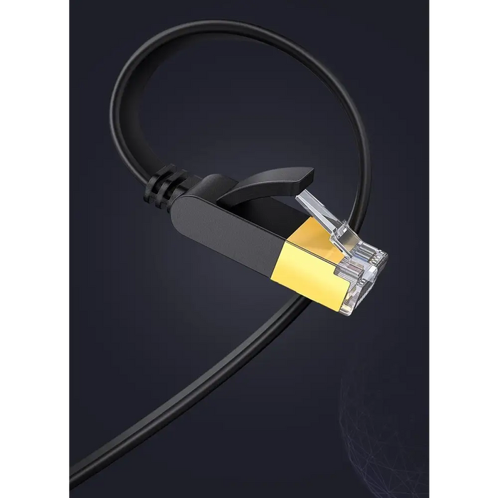 Ugreen Flat Cable Internet Network Cable Ethernet Patchcord RJ45 Cat 7 STP LAN 10 Gbps 3m Black (NW106 11262) - Network