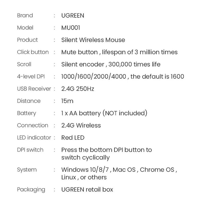 Ugreen handy wireless mouse USB green (MU001) - Other office accessories<<<HurtelXML&&&Exhibition product<<<HurtelXML