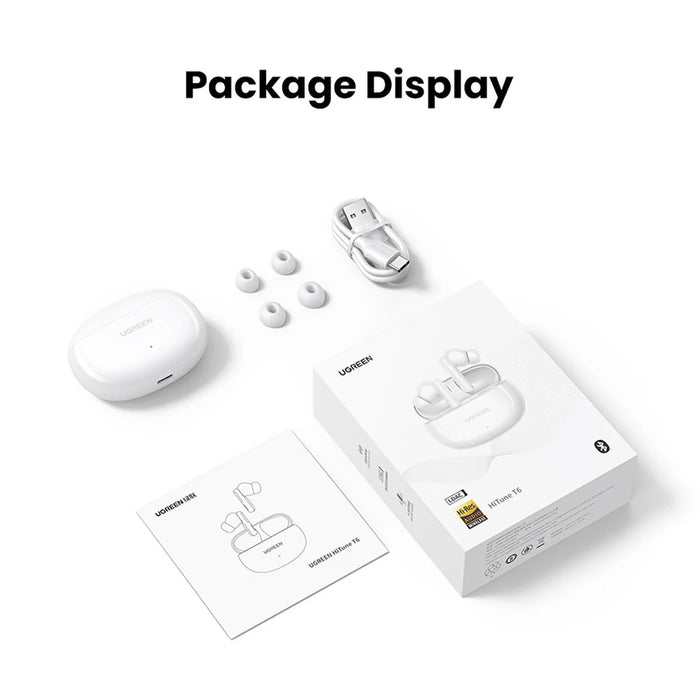 Ugreen HiTune T6 wireless headphones with ANC function + USB-A - USB-C cable - white - Headphones