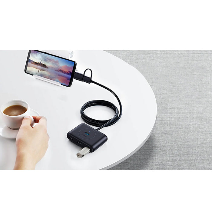 Ugreen HUB 4in1 USB-C - 4xUSB 3.0 5Gb/s 1m black (CR113) - USB hubs<<<HurtelXML&&&USB хъбове и адаптери<<<Компютърна