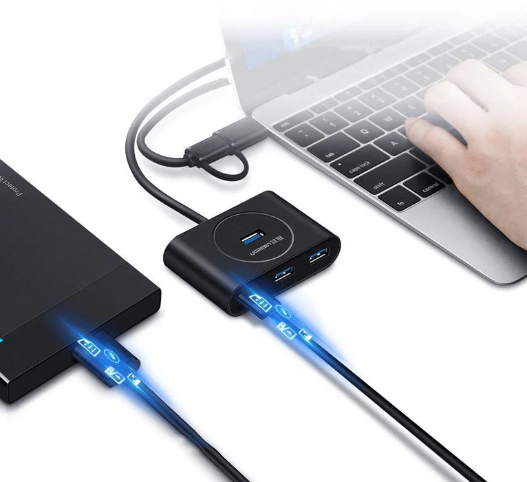 Ugreen HUB 4x USB 3.2 Gen 1 (0.5 m cable) black (20290) - USB hubs<<<HurtelXML