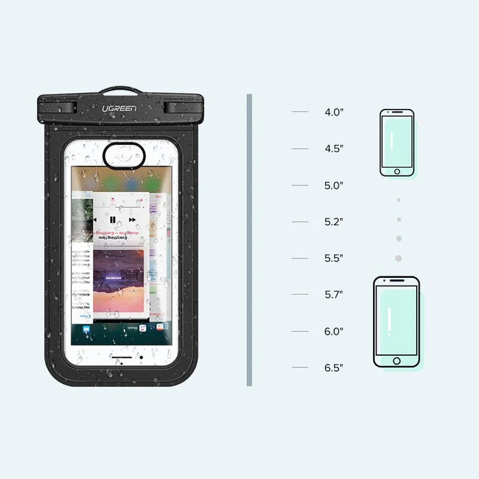 Ugreen LP186 60959 case waterproof IPX8 for 4-6.5’’ smartphone - black and transparent - Sport products<<<HurtelXML