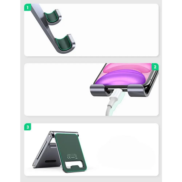 Ugreen metal aluminum folding phone holder tablet gray (LP263 80708) - Cell phone holders<<<HurtelXML&&&Notebooks