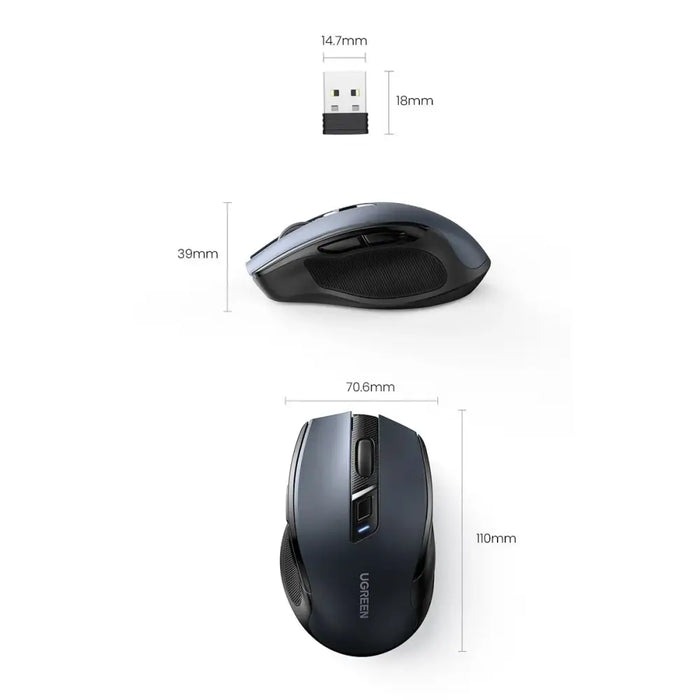 Ugreen MU006 wireless optical mouse USB 2.4GHz / Bluetooth 5.0 4000 DPI - black - Other office accessories<<<HurtelXML