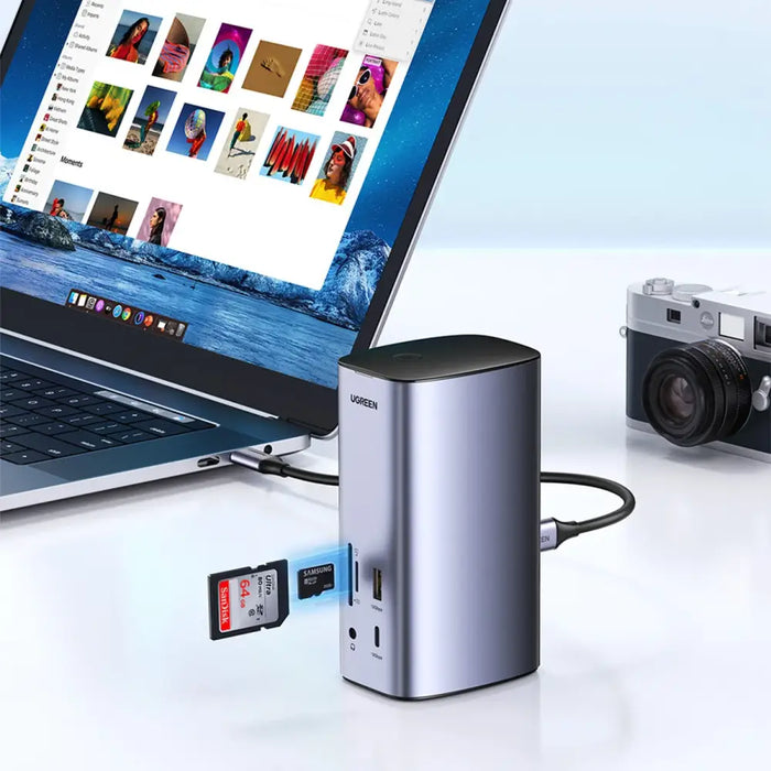 Ugreen Multifunction HUB 12in1 USB C USB HDMI DP RJ45 AUX SD TF gray (CM555) - USB hubs<<<HurtelXML