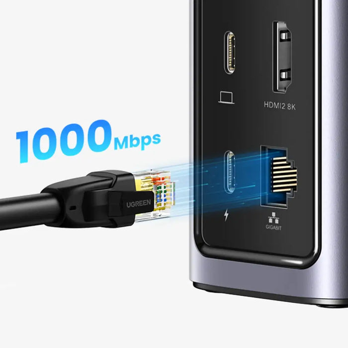 Ugreen Multifunction HUB 12in1 USB C USB HDMI DP RJ45 AUX SD TF gray (CM555) - USB hubs<<<HurtelXML