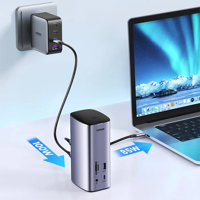 Ugreen Multifunction HUB 12in1 USB C USB HDMI DP RJ45 AUX SD TF gray (CM555) - USB hubs<<<HurtelXML