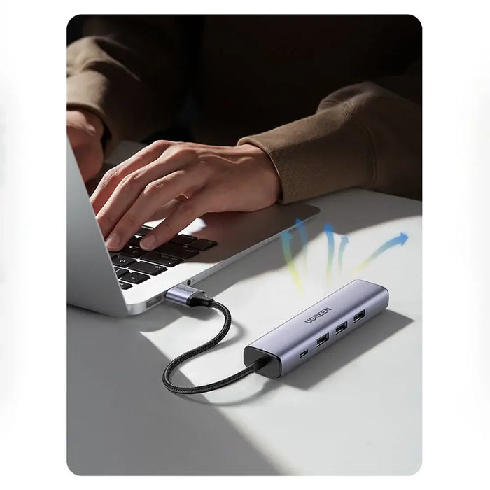Ugreen multifunctional adapter HUB USB 3.0 - 3 x USB / Ethernet RJ-45 / USB Type C PD gray (CM475) - USB