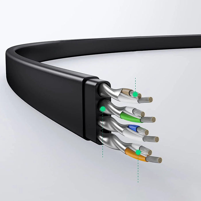 Ugreen NW102 50177 Flat LAN Ethernet Cat. 6 Network Cable 8m - Black - Network cables<<<HurtelXML