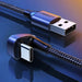 Ugreen nylon angled cable USB cable - USB Type C 1 m 3 A 18 W Quick Charge AFC FCP for gamers gray (70313) - Cell phone