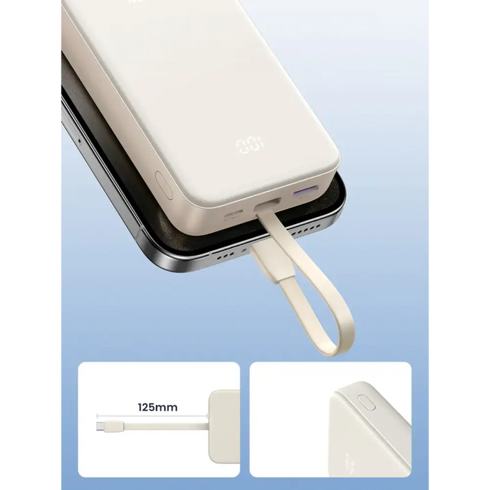 Ugreen PB505 Powerbank 20000mAh 22.5W USB-C USB-A Built-in USB-C Cable - White - Powerbanks<<<HurtelXML&&&Външни