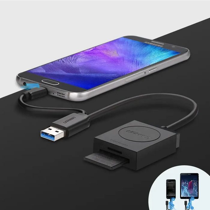 Ugreen SD / micro SD card reader to USB 3.0 black (20250) - Flash card readers<<<HurtelXML