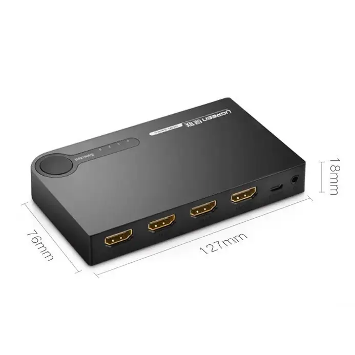 Ugreen switch splitter switch HDMI - 3x HDMI 3D 4K 7.5 Gbps 36 bit per channel black (40234) - KVM switches<<<HurtelXML