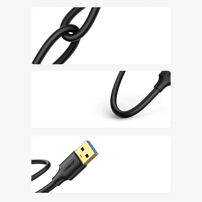 Ugreen US128 10369 USB-A 3.0 / USB-A 3.0 5Gb/s 0.5m cable - black - Cell phone cables<<<HurtelXML
