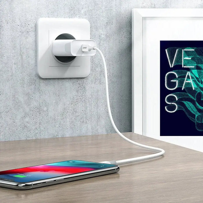 Ugreen US171 Lightning - USB-C MFi PD cable 20W 480Mb/s 1m - white - Cell phone cables<<<HurtelXML&&&Кабели за мобилни