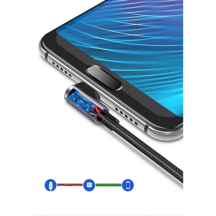 Ugreen US284 50941 USB-A (straight) / USB-C (angled) 3A Cable 1m - Gray - Cell phone cables<<<HurtelXML&&&USB