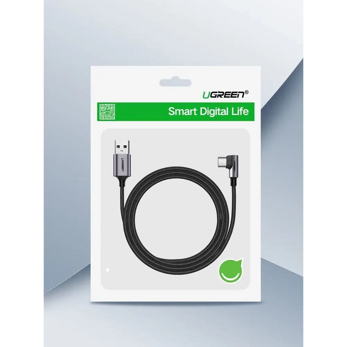 Ugreen US284 50941 USB-A (straight) / USB-C (angled) 3A Cable 1m - Gray - Cell phone cables<<<HurtelXML&&&USB