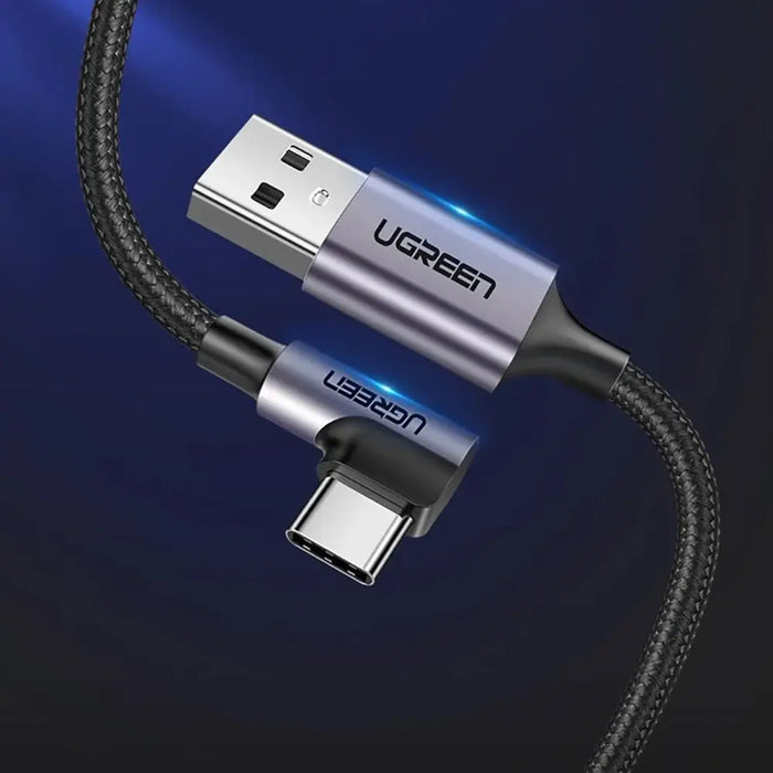 Ugreen US284 70255 USB-A (straight) / USB-C (angled) 3A Cable 3m - Gray - Cell phone cables<<<HurtelXML