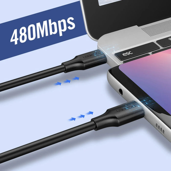 Ugreen US286 USB-C - USB-C PD QC 3A 480Mb/s cable 0.5m - black - Cell phone cables<<<HurtelXML