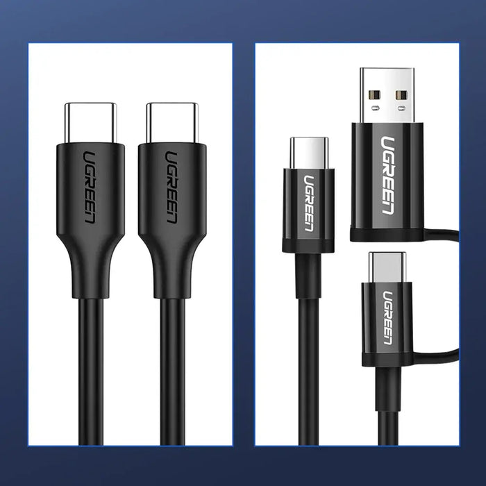 Ugreen US286 USB-C - USB-C PD QC 3A 480Mb/s cable 1.5m - black - Cell phone cables<<<HurtelXML
