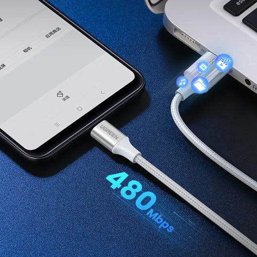 Ugreen US288 60130 USB-A / USB-C QC 3.0 3A Cable 0.5m - White - Cell phone cables<<<HurtelXML