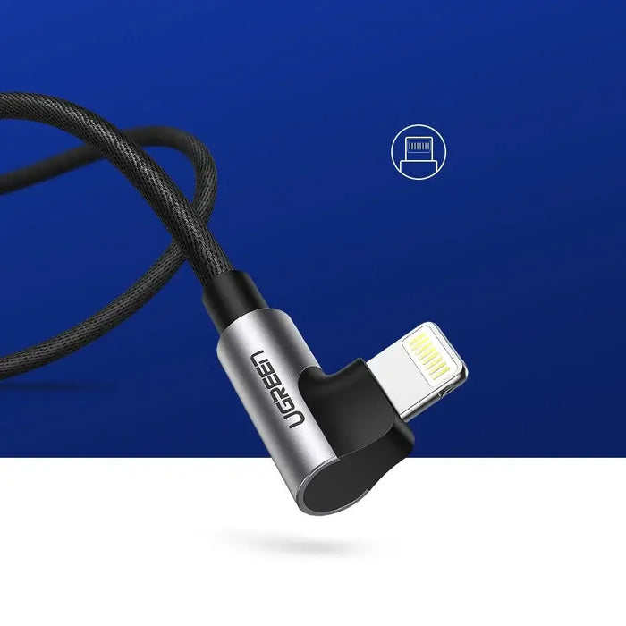 Ugreen US299 60521 angled Lightning / USB-A MFi cable 2.4A 1m - black - Cell phone cables<<<HurtelXML