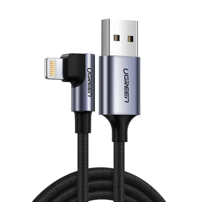 Ugreen US299 60521 angled Lightning / USB-A MFi cable 2.4A 1m - black - Cell phone cables<<<HurtelXML