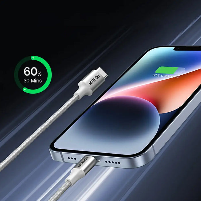 Ugreen US304 70523 USB-C / Lightning MFi cable 1m - silver - Cell phone cables<<<HurtelXML
