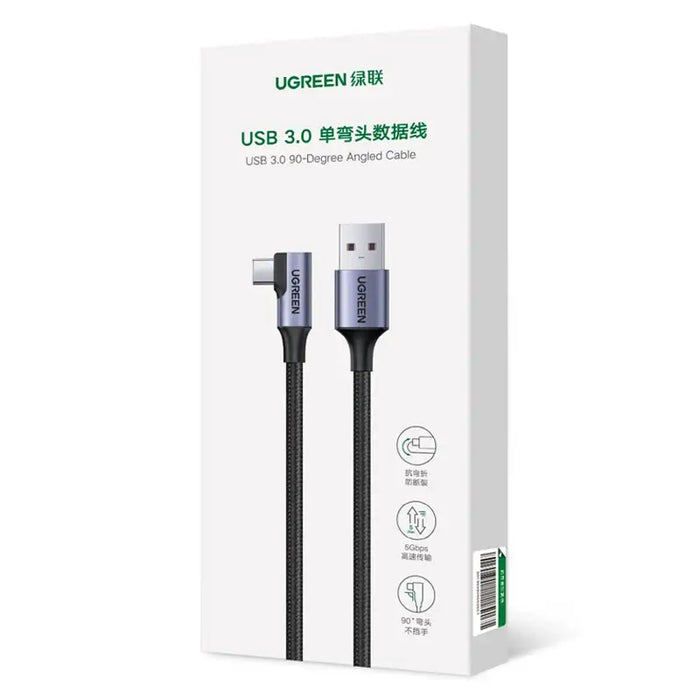 Ugreen US385 USB-A / USB-C 90º 5Gb/s 3A 1m angled cable - black - Cell phone cables<<<HurtelXML