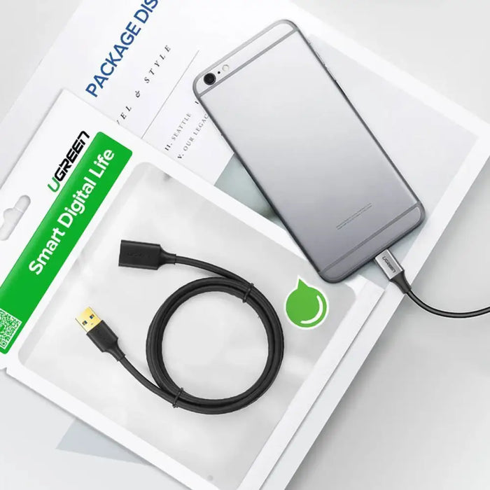 Ugreen USB-A (male) - USB-A (female) adapter extension cable USB 3.0 5Gb/s 0.5m black (US129) - Cell phone