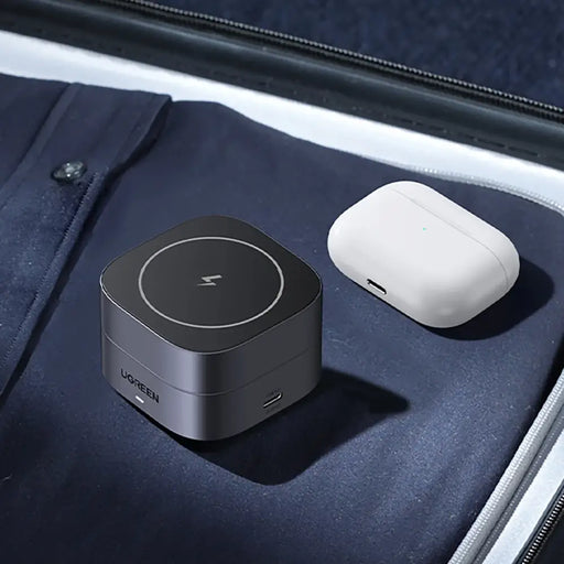 Ugreen W526 3in1 MagSafe / Qi inductive charger for phone / headphones with USB-C port - black - Cell phone USB