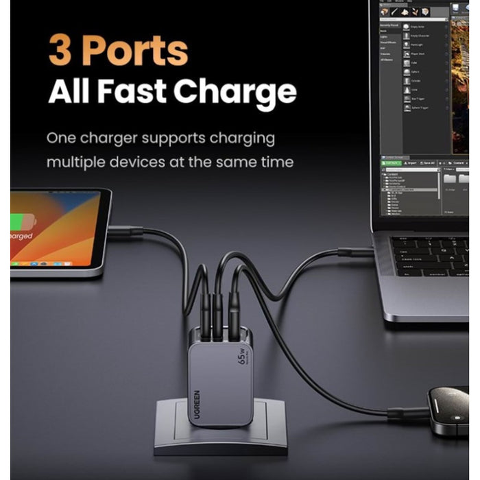 UNIVERSAL CHARGER X755 220V 2xUSB-C 1xUSB A GaN 65W UGREEN
