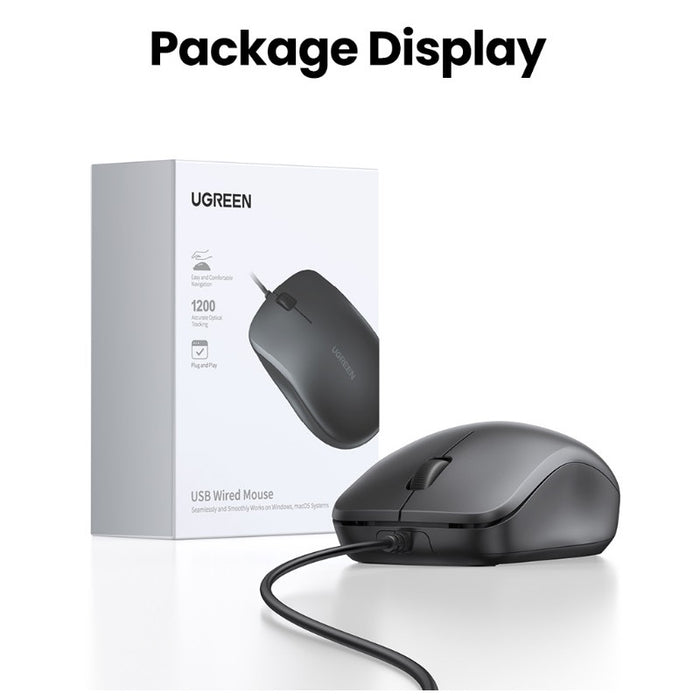 COMPUTER MOUSE WITH CABLE LENGTH 1.5m MU007 UGREEN - BLACK